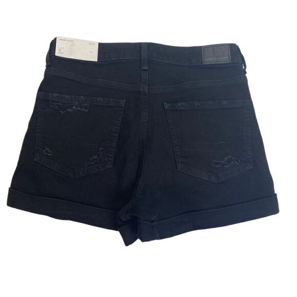 American Eagle Black Distressed Mom Jean Shorts Size 6 or W28 NWT - Picture 3 of 8